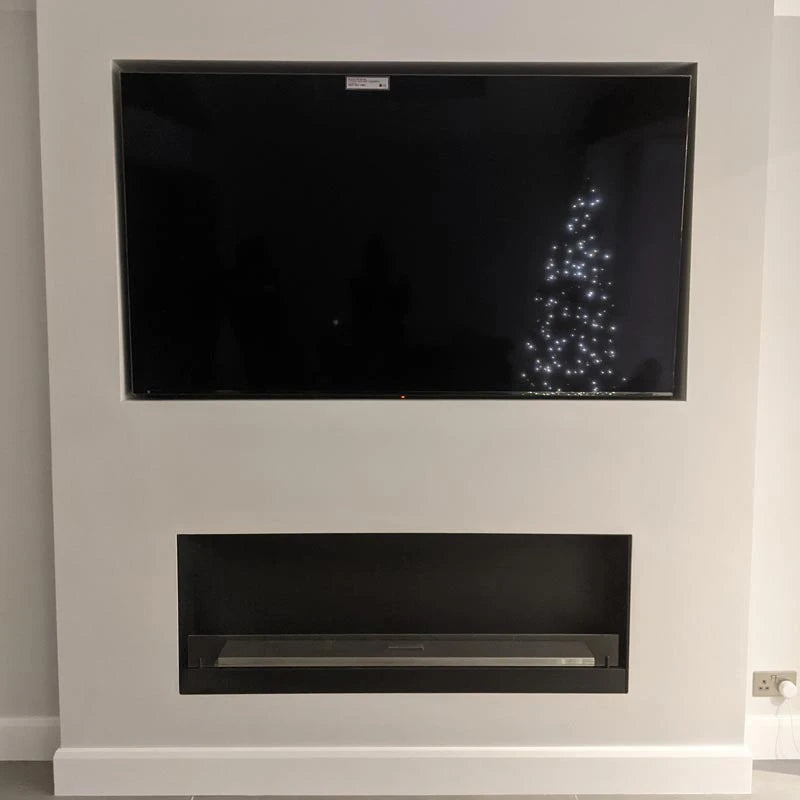 Chimenea de bioetanol empotrada negro 140 cm