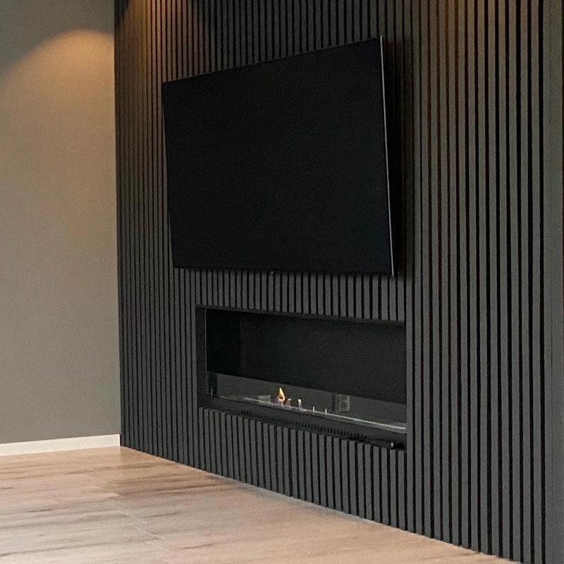 Chimenea de bioetanol empotrada negro 140 cm