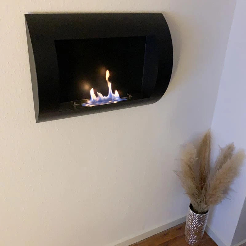 Ocean - Chimenea de bioetanol de pared Negro