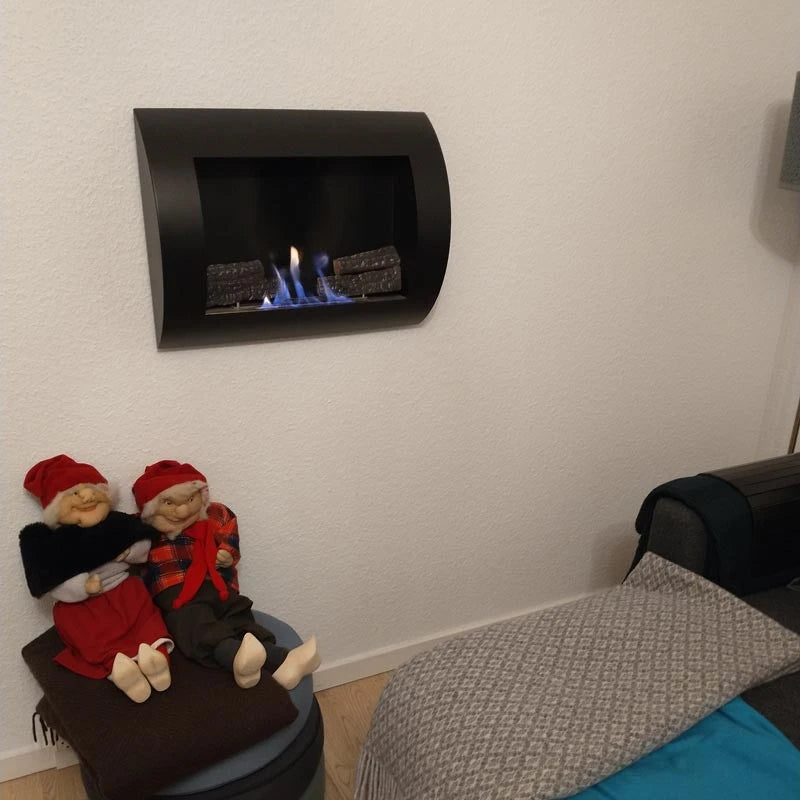 Ocean - Chimenea de bioetanol de pared Negro