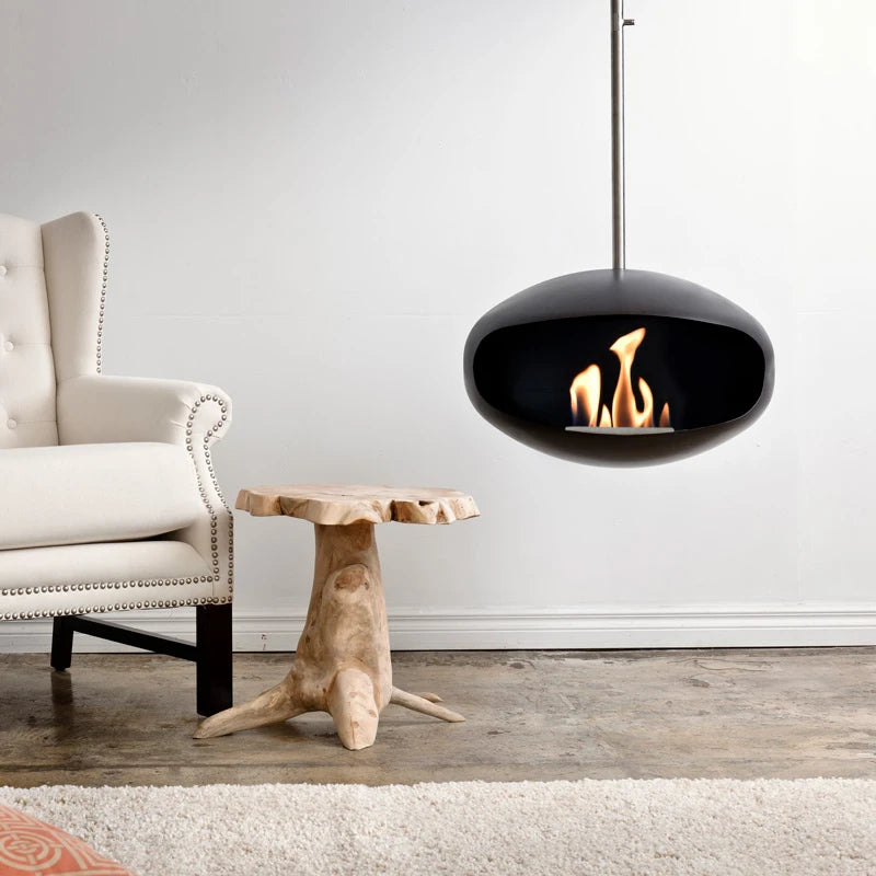 Chimenea moderna suspendida tipo capullo