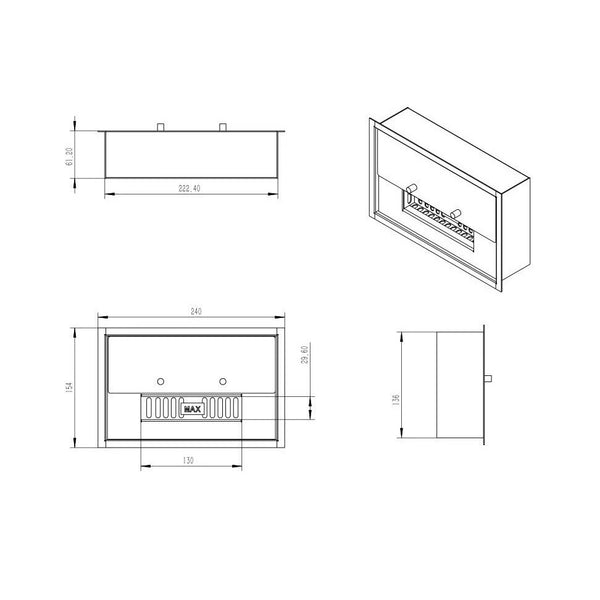 Quemador Deluxe de bioetanol de 1 litro - 24 cm