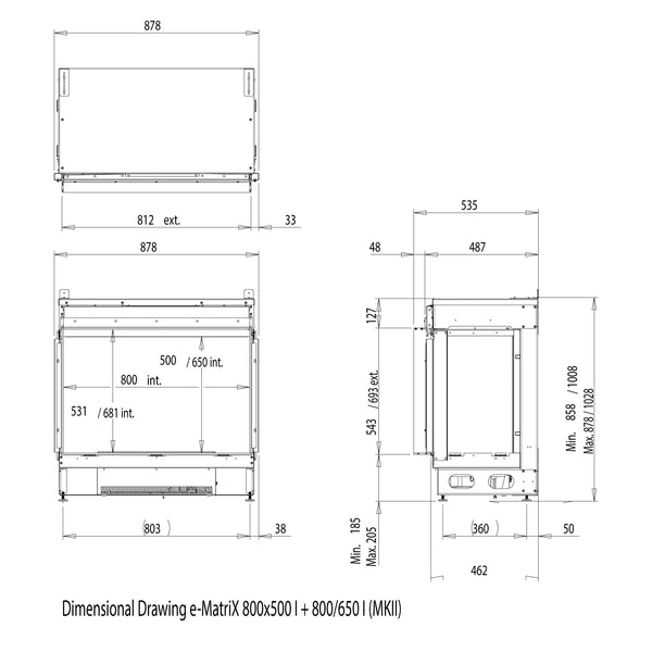 e-Matrix 800/650 I - Chimenea vapor de agua