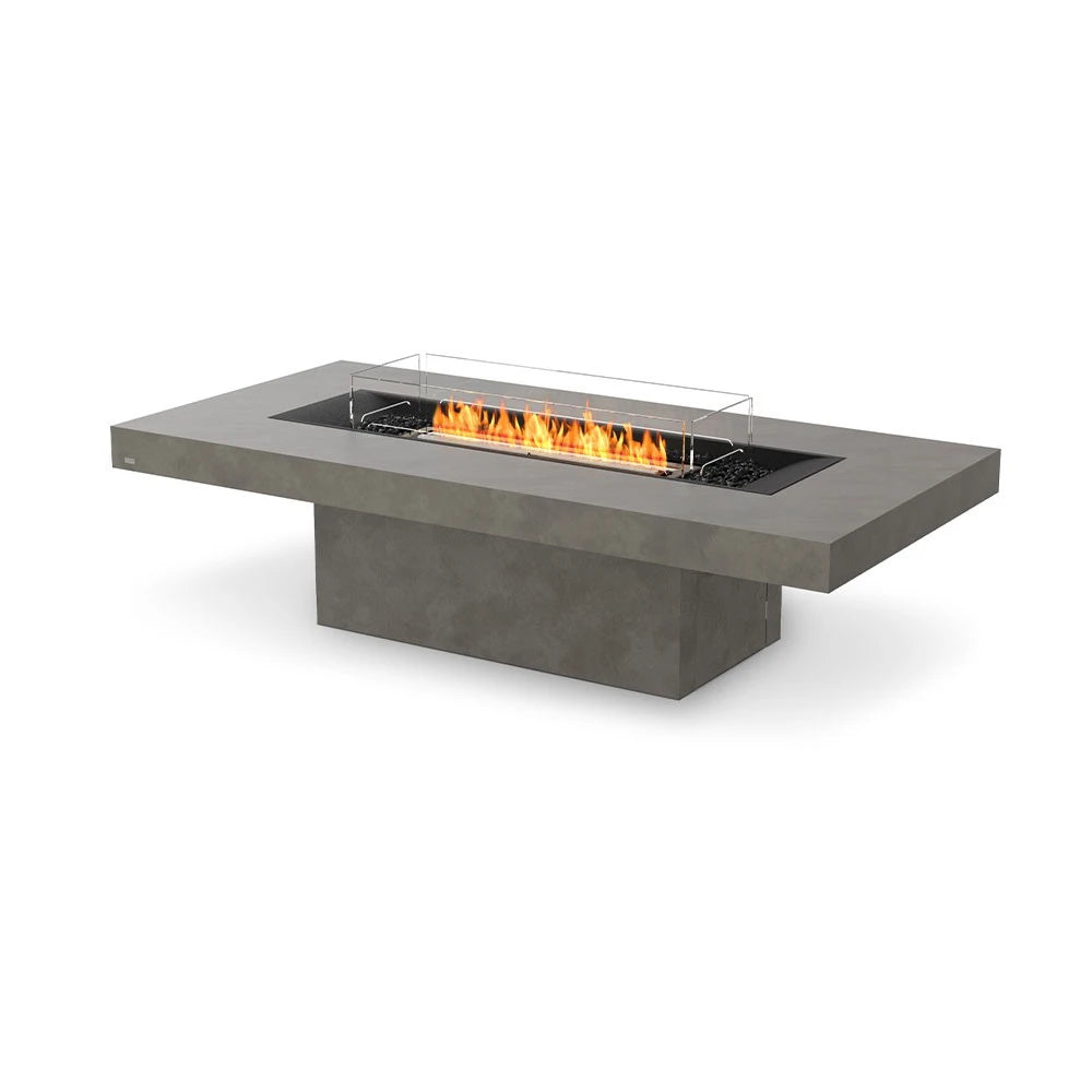 Gin 90 Chat bioethanol fire pit, wide rectangular social style