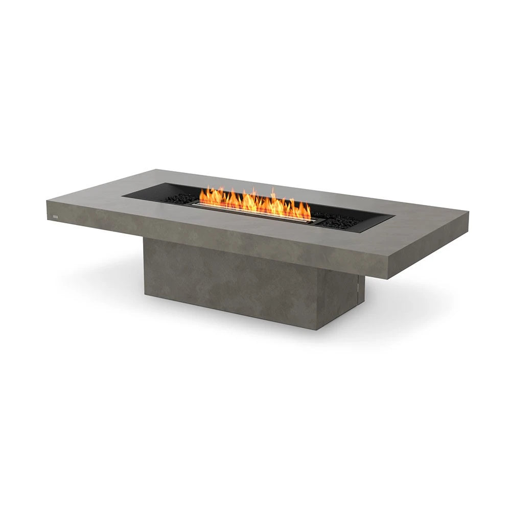 Gin 90 Chat bioethanol fire pit, wide rectangular social style