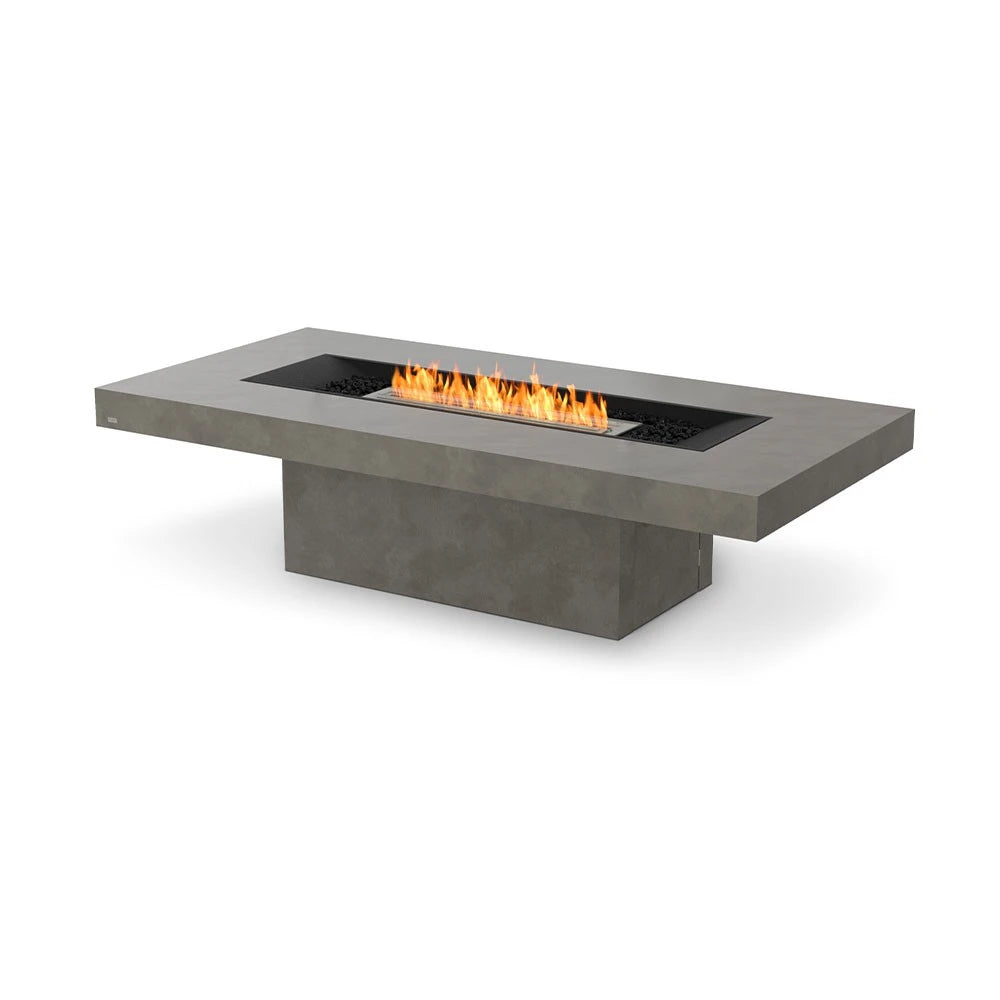 Gin 90 Chat bioethanol fire pit, wide rectangular social style