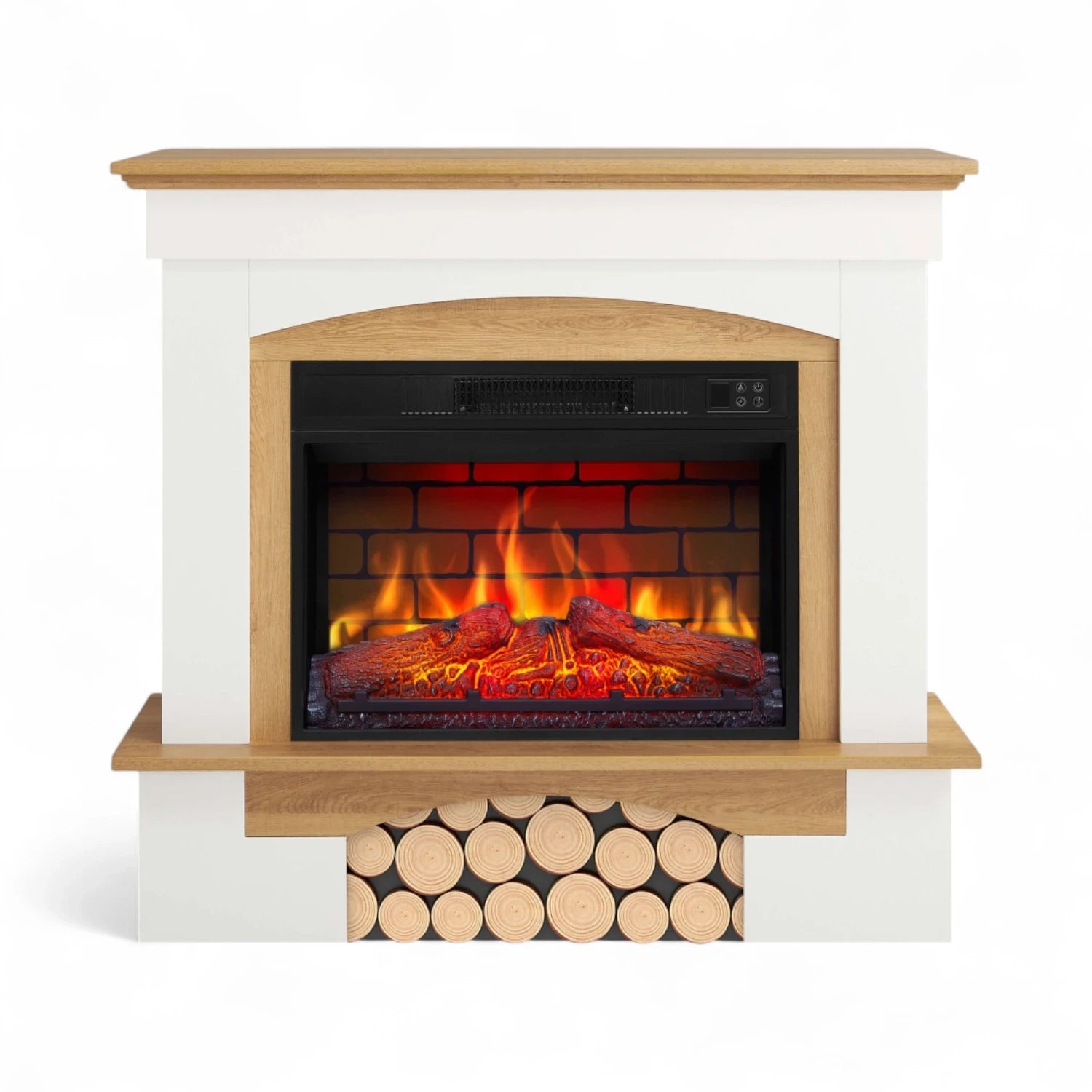 Chimenea Eléctrica Woodley – Blanco/Roble Natural