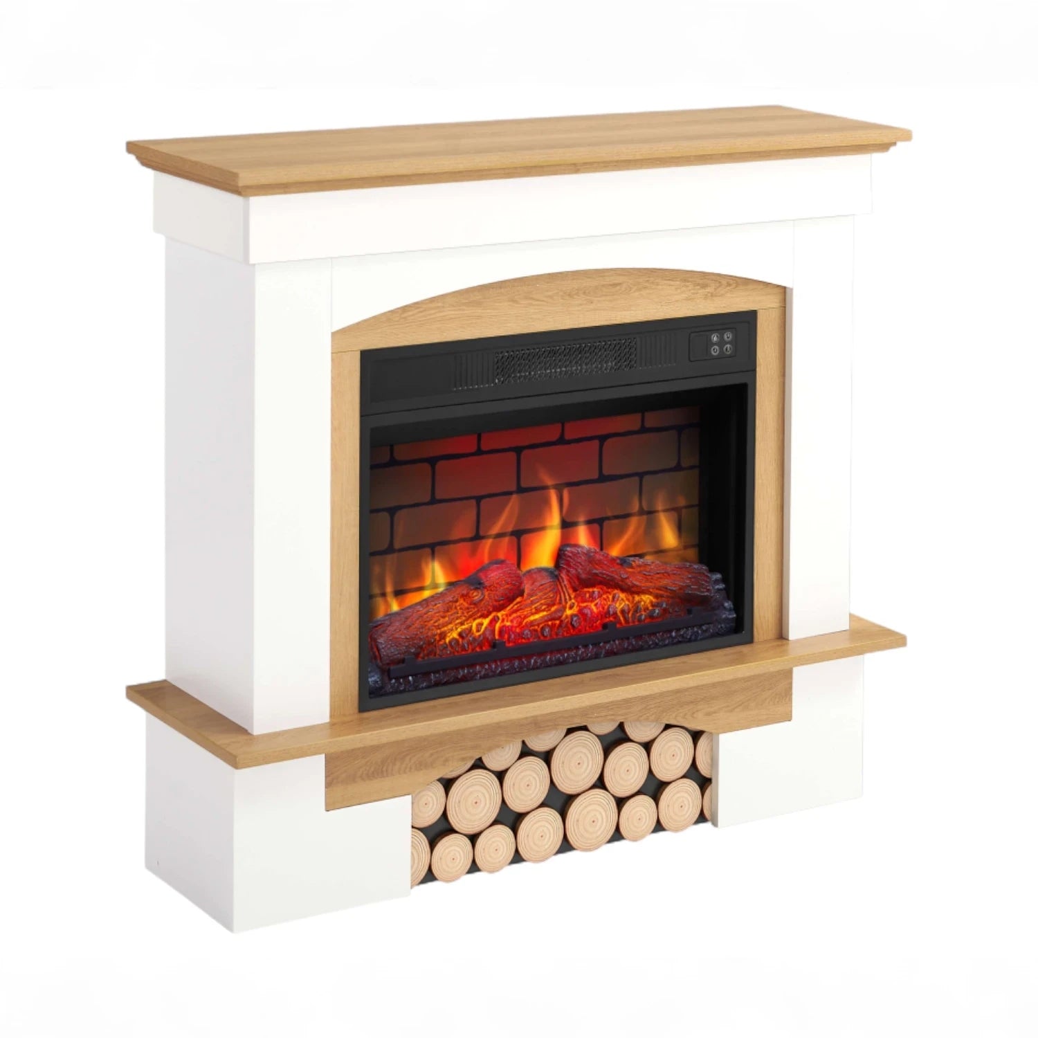 Chimenea Eléctrica Woodley – Blanco/Roble Natural