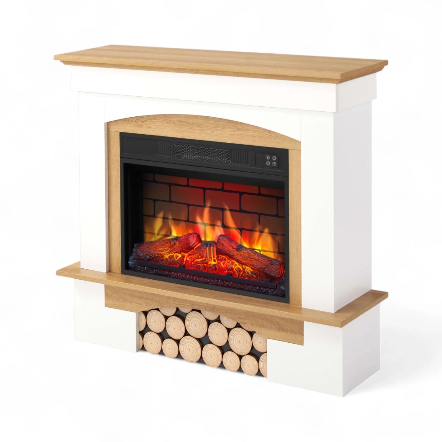Chimenea Eléctrica Woodley – Blanco/Roble Natural