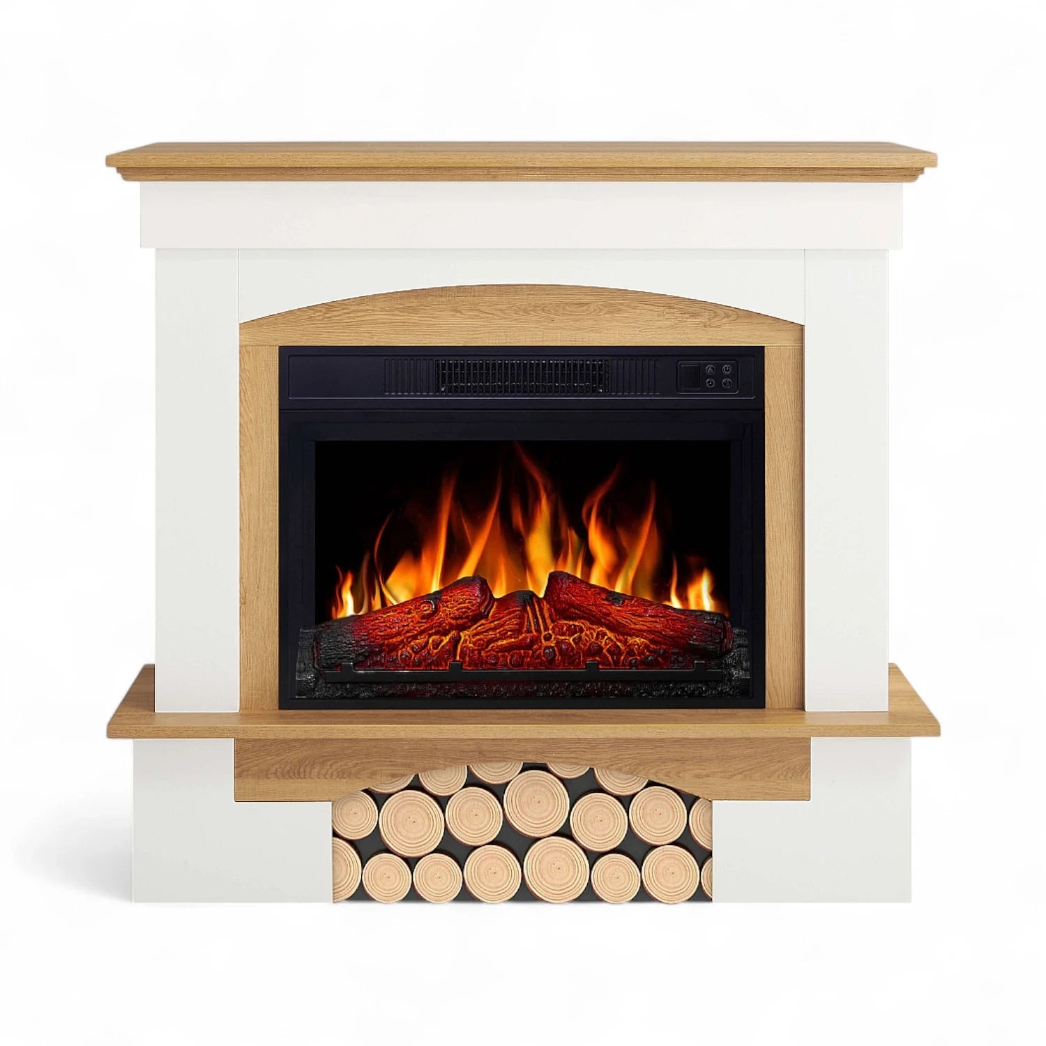 Chimenea Eléctrica Woodley – Blanco/Roble Natural