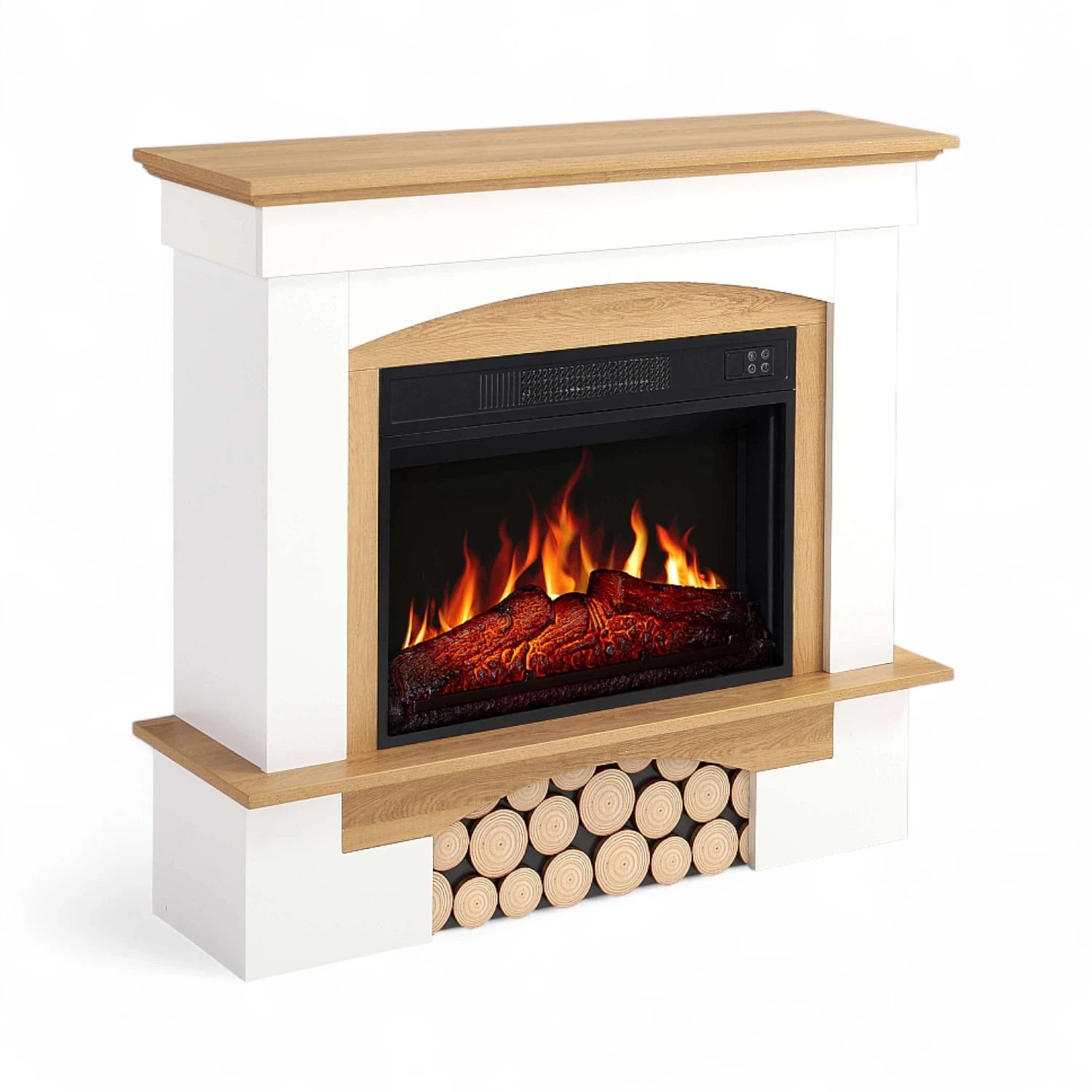 Chimenea Eléctrica Woodley – Blanco/Roble Natural