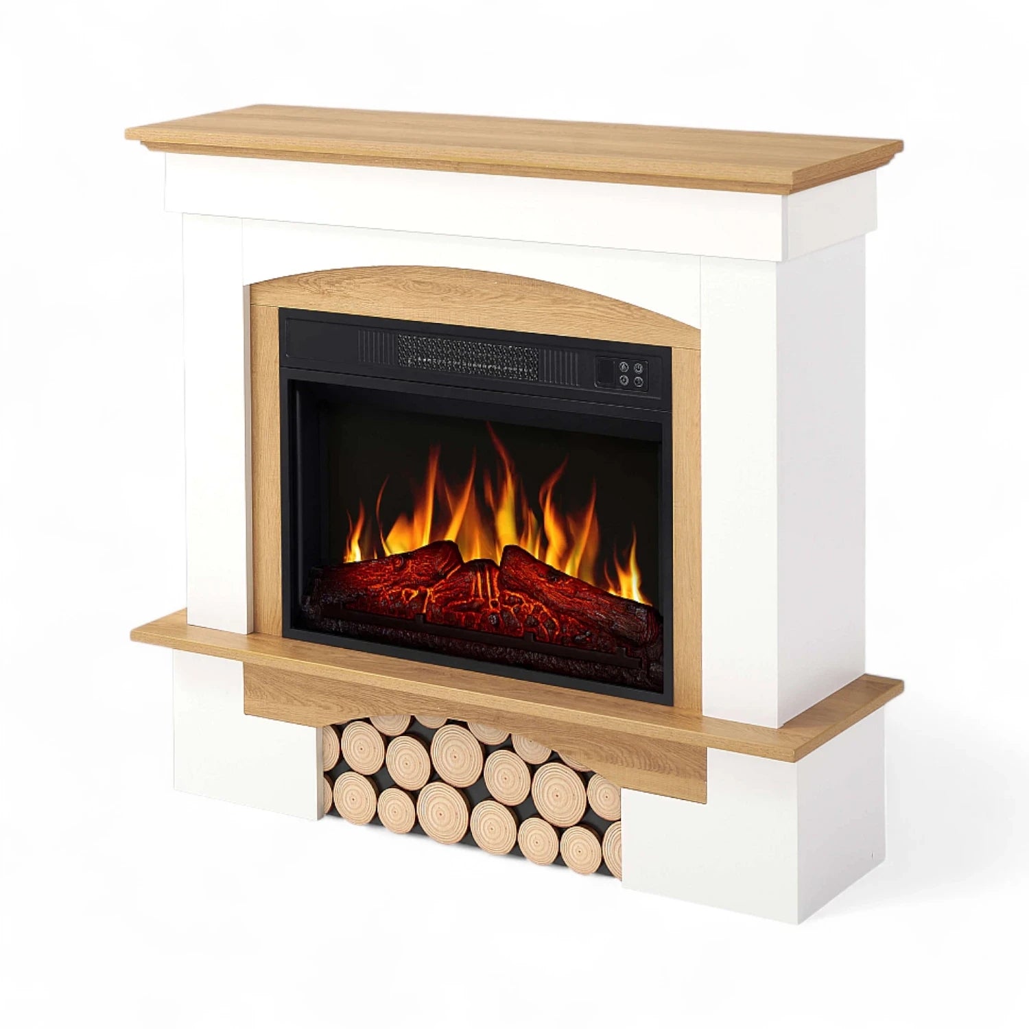 Chimenea Eléctrica Woodley – Blanco/Roble Natural