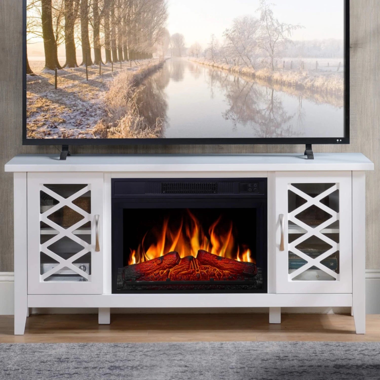 chimenea eléctrica con mueble para TV