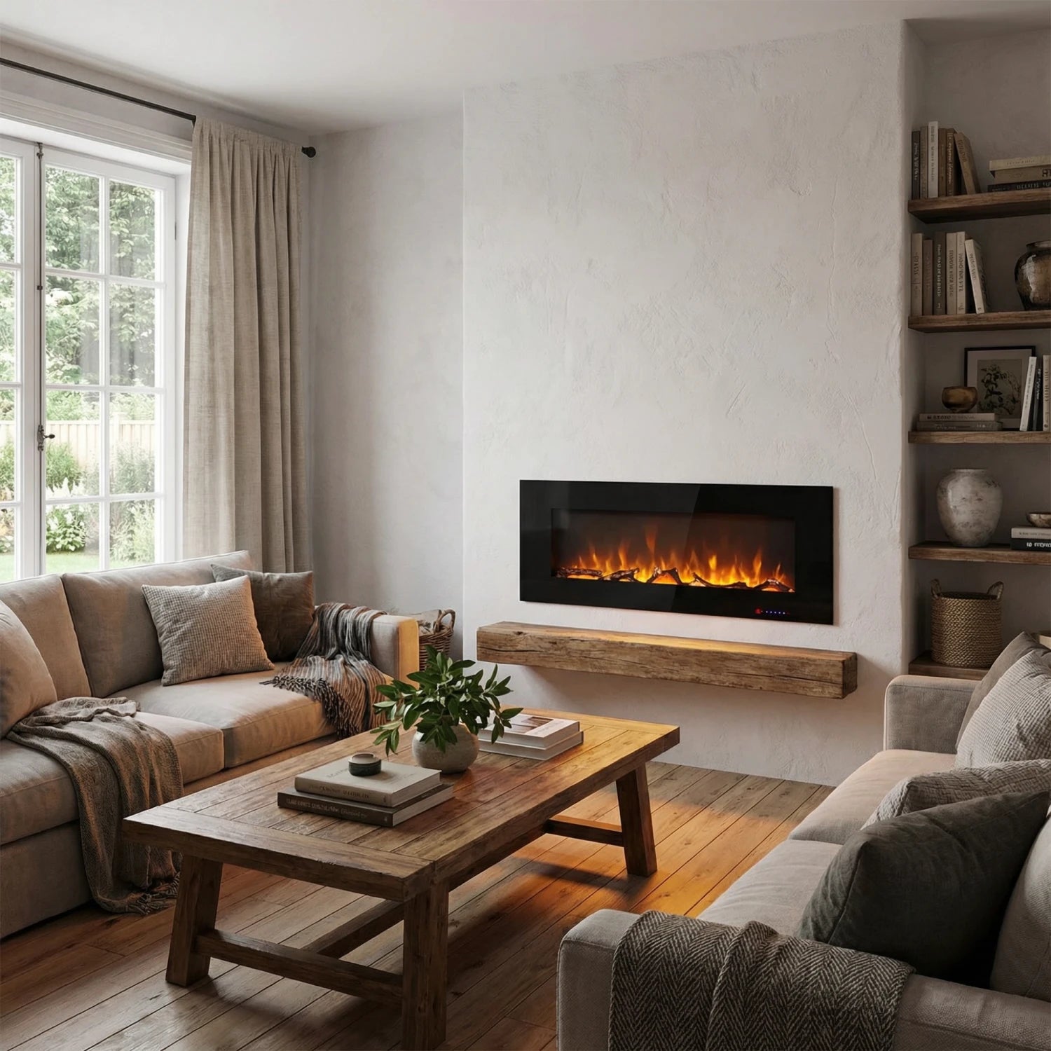 Azurite 152 cm - Chimenea eléctrica de pared