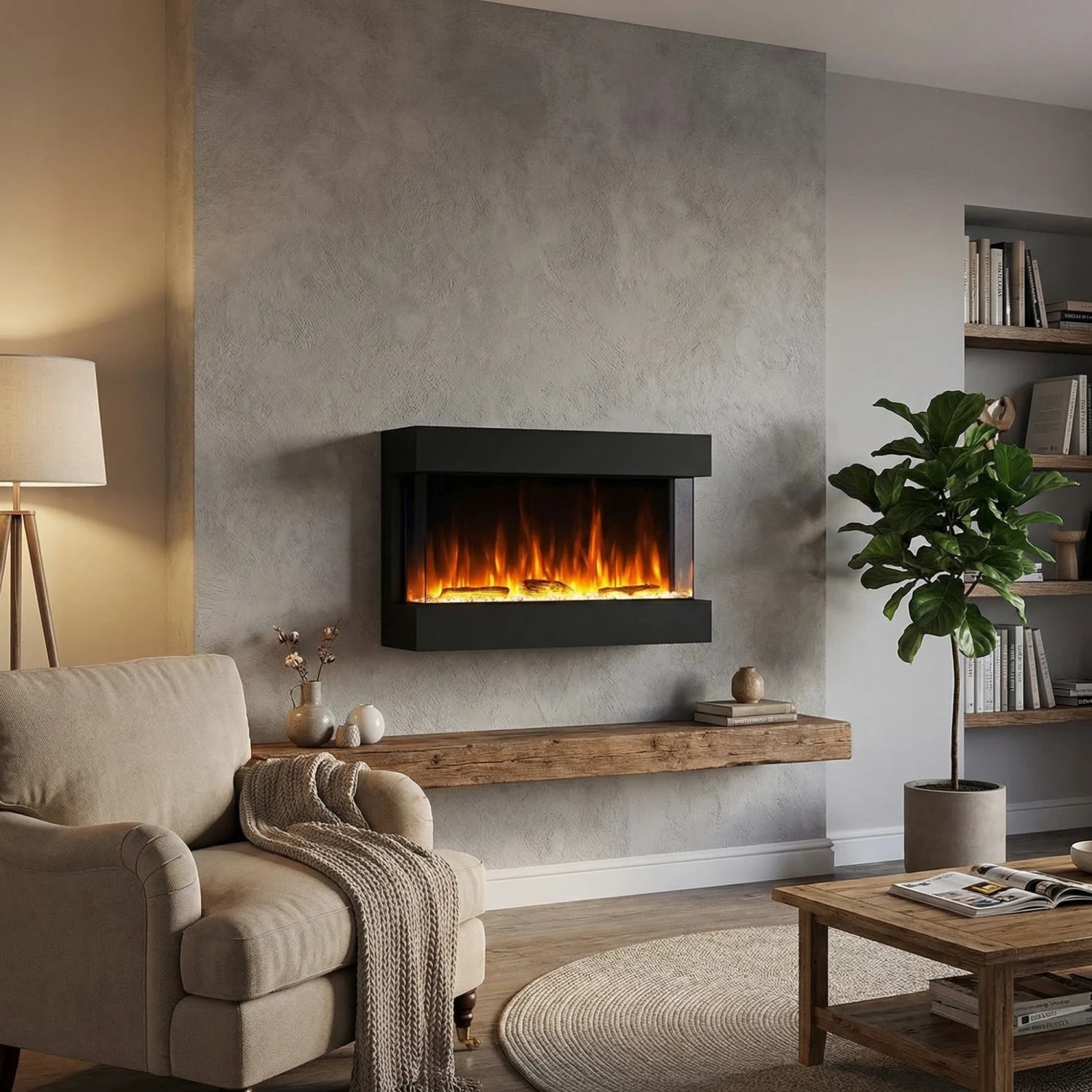 Feroza 101 cm - Chimenea eléctrica de pared