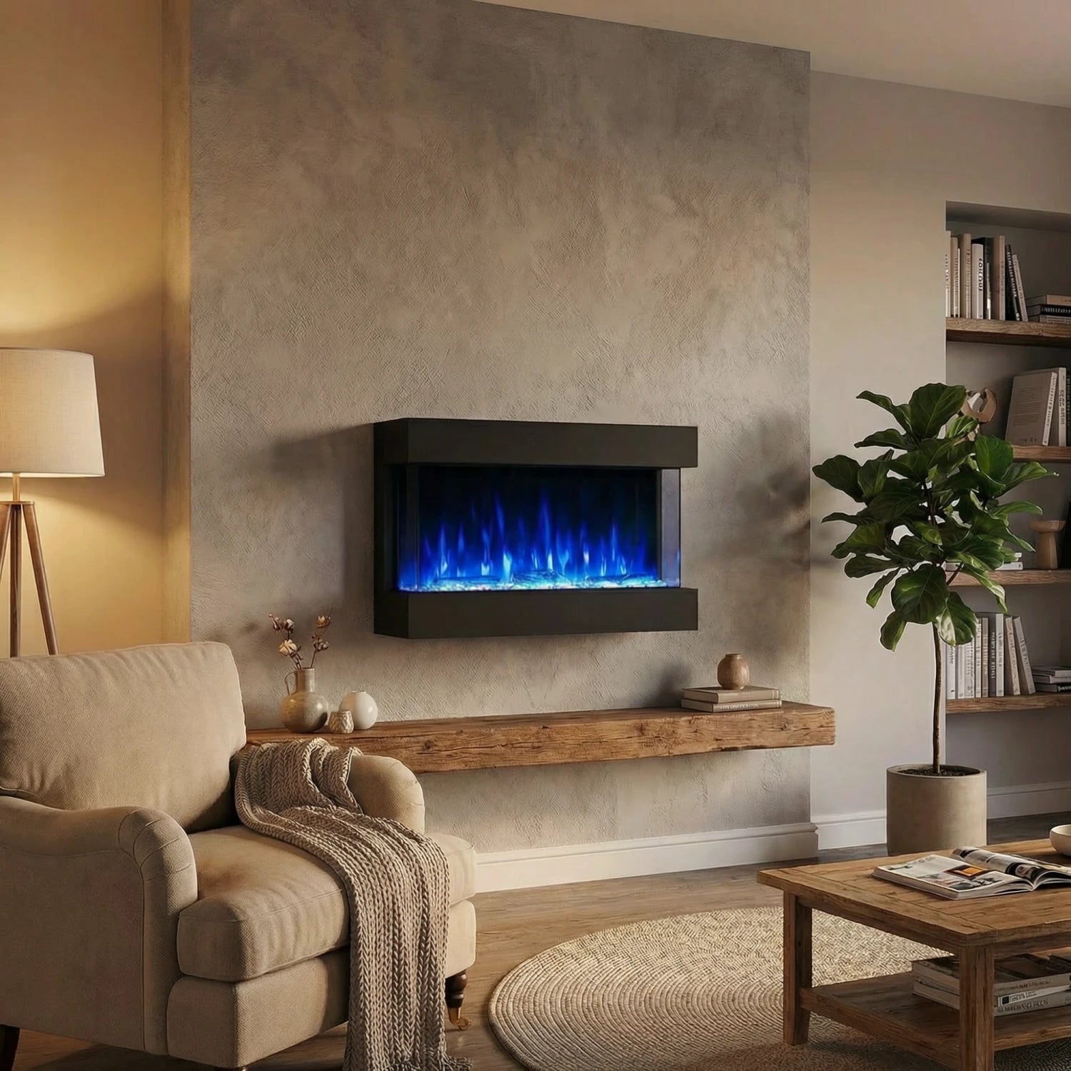 Feroza 101 cm - Chimenea eléctrica de pared