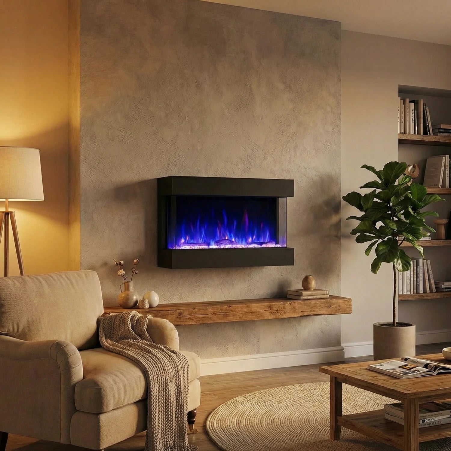 Feroza 101 cm - Chimenea eléctrica de pared