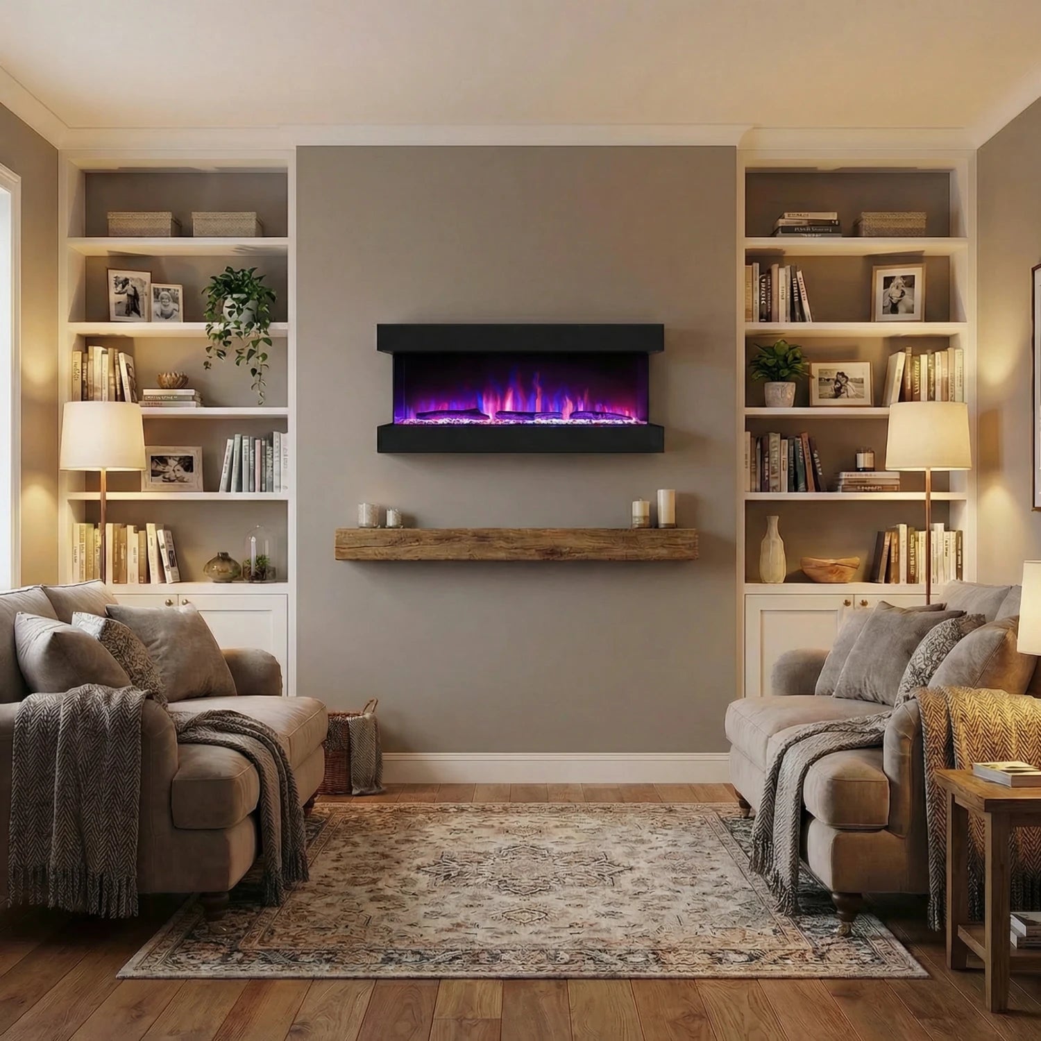 Feroza 137 cm - Chimenea eléctrica de pared