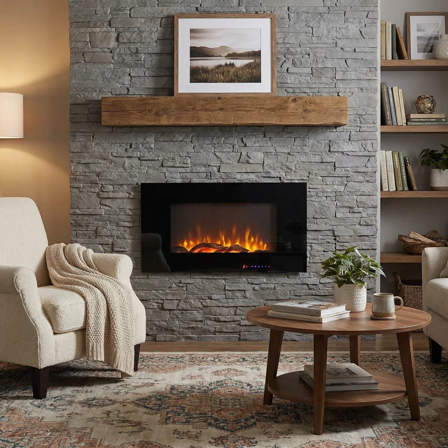 Azurite 91 cm - Chimenea eléctrica de pared