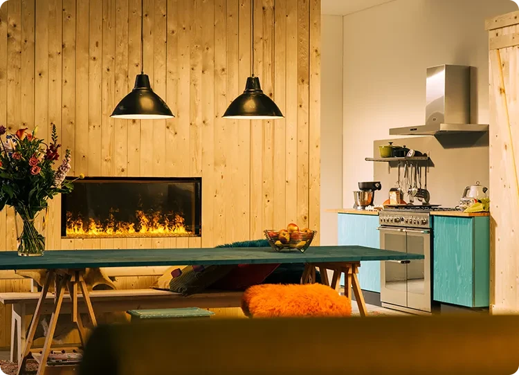 Chimenea Dimplex Faber en un comedor