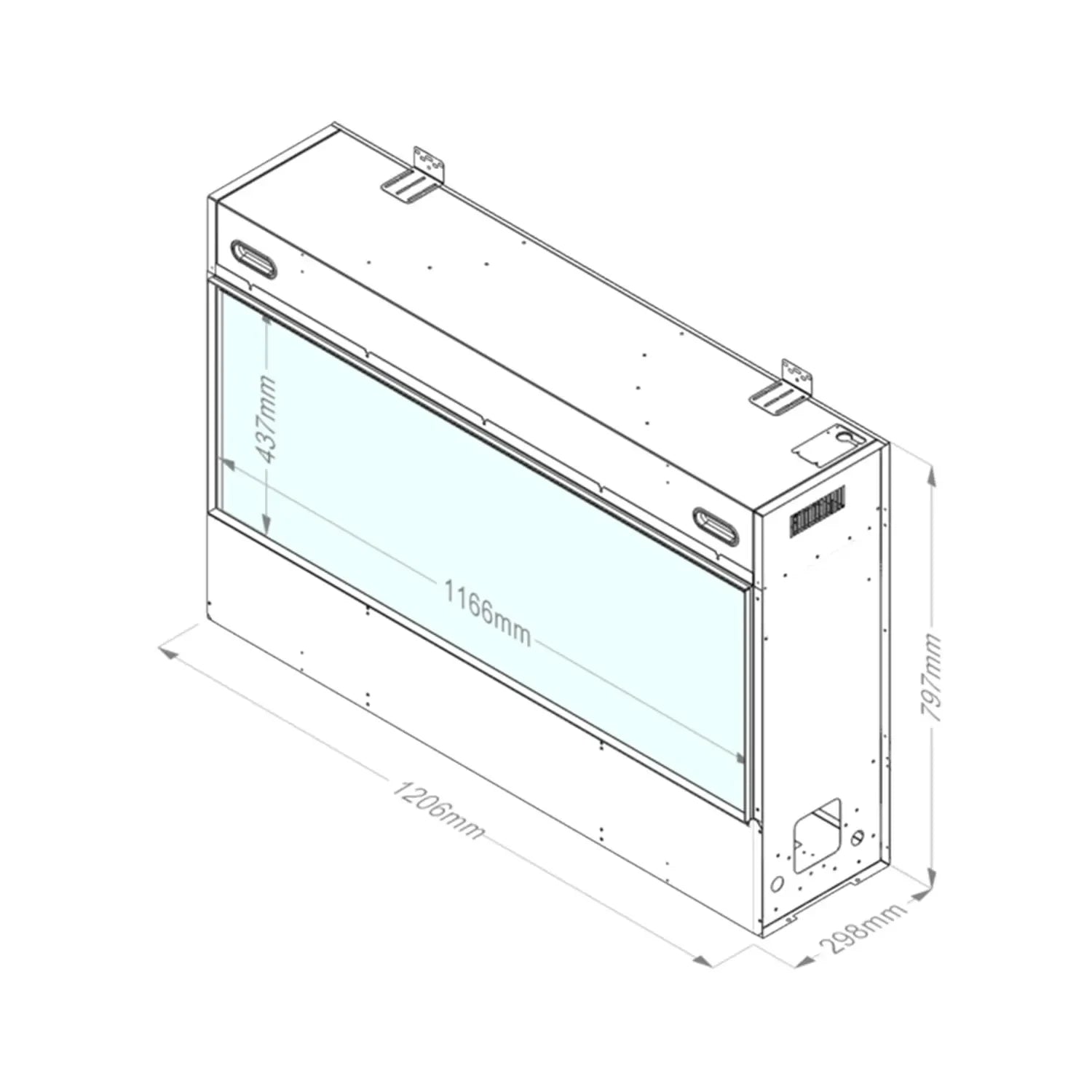 Faber e-SliM Linear 1200-450 I one-sided built-in water vapours fireplace