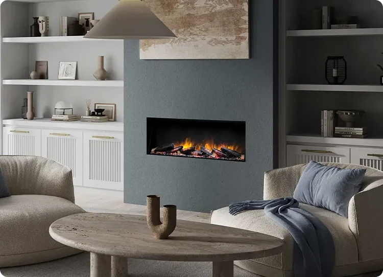 Chimeneas Flamrite integradas en pared multimedia