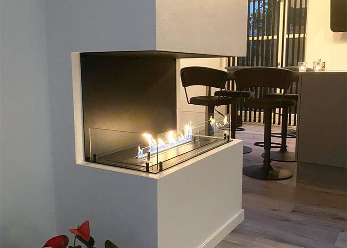 Chimenea de bioetanol de tres caras