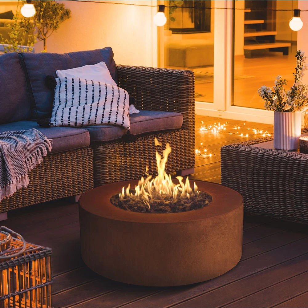 Planika Galio Star Corten Automatic Gas Fireplace for outdoor use