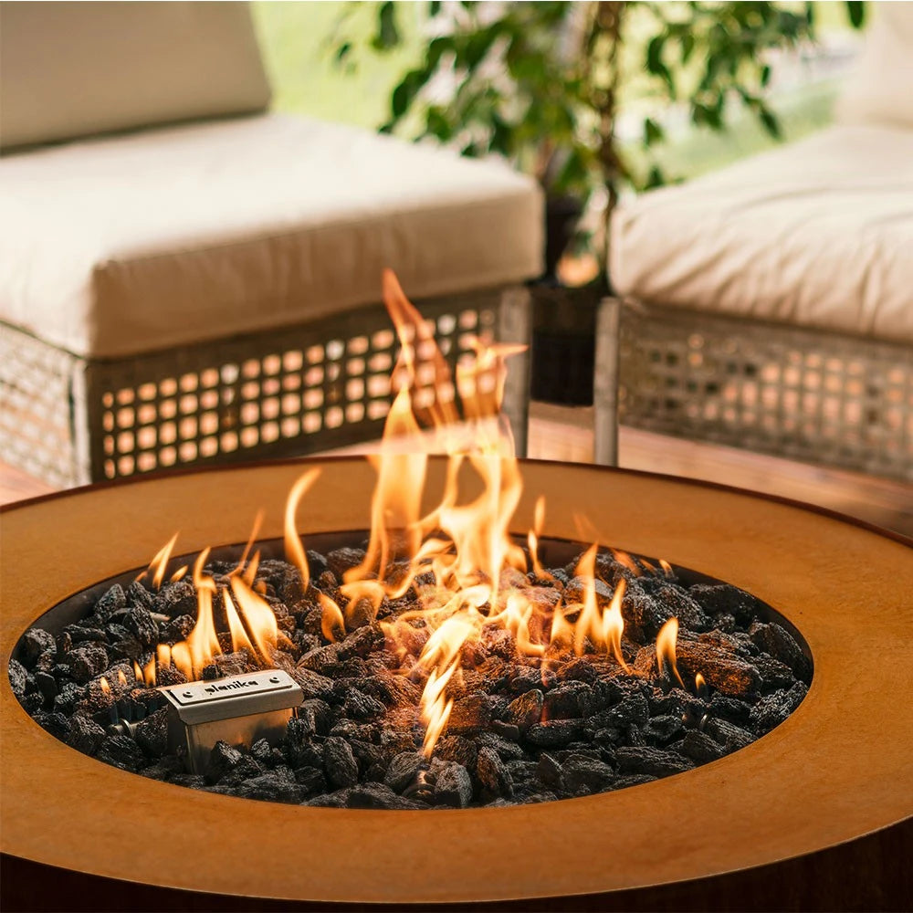 Planika Galio Star Corten Automatic Gas Fireplace for outdoor use