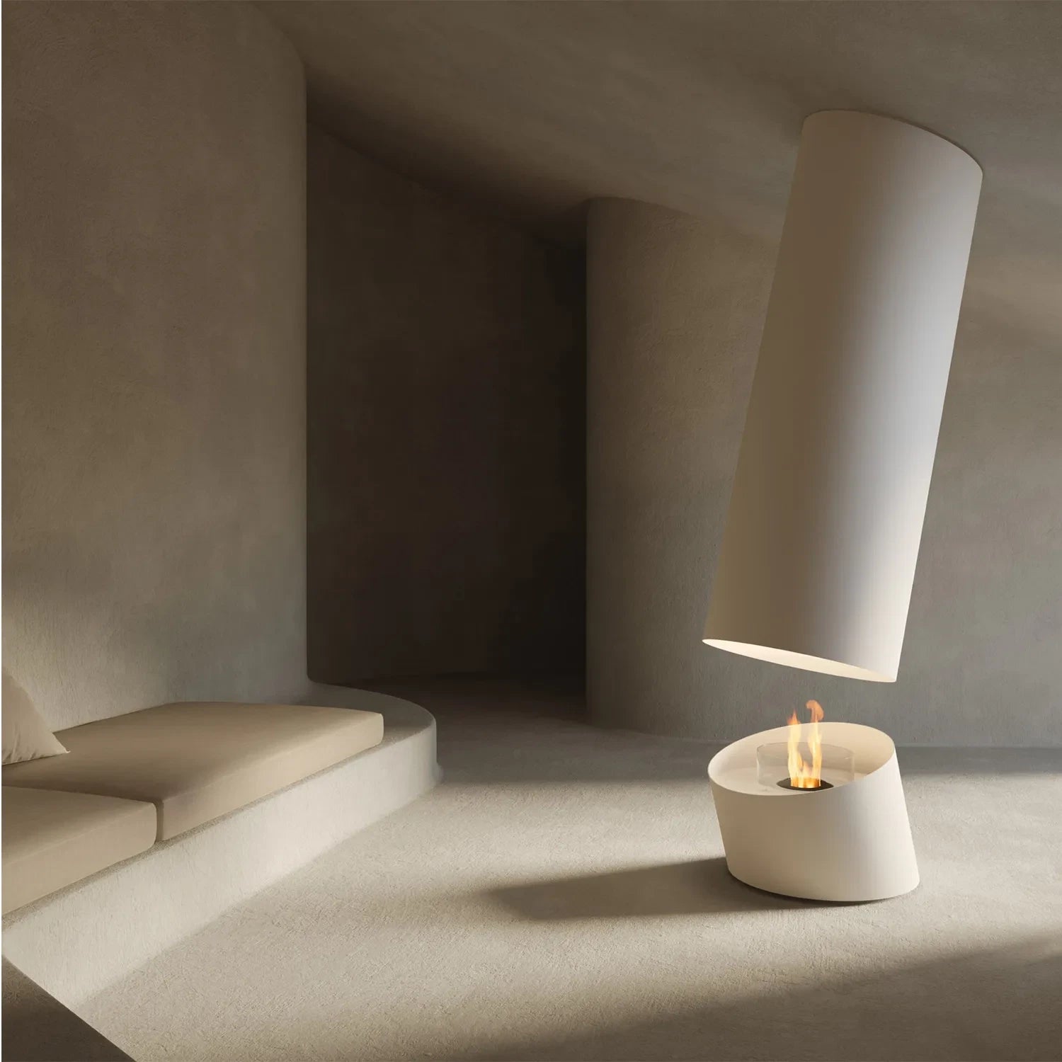 Chimenea suspendida blanca de bioetanol Glamm Fire