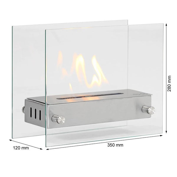 Kensington - Chimenea de bioetanol de cristal con quemador de acero