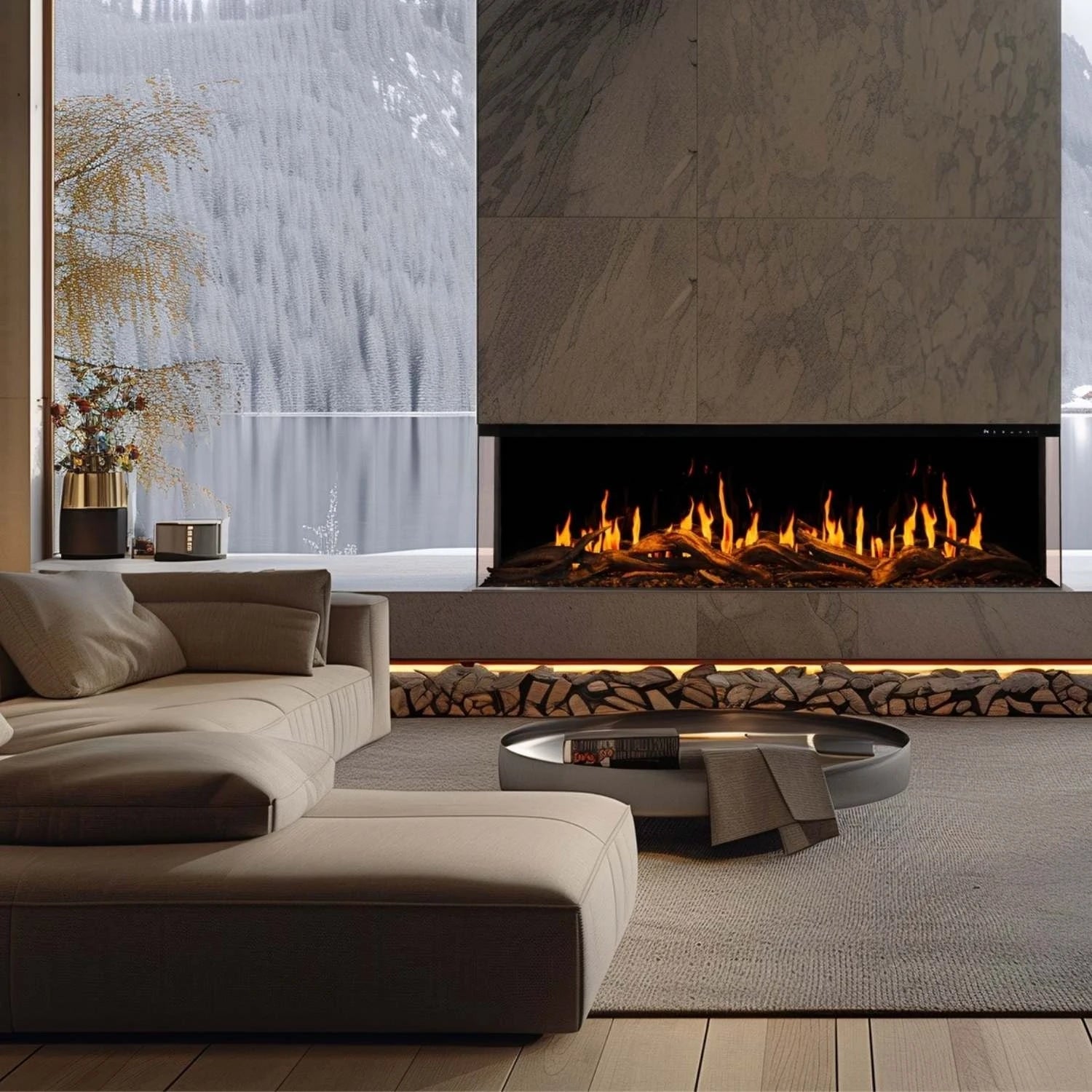 Chimenea Eléctrica Dorada de 193 cm