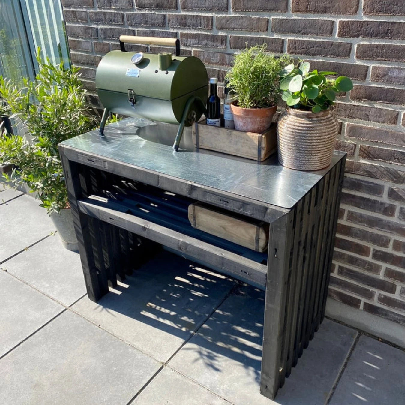 Kabeltromlen Rustic Grill Table - Black - 100 cm