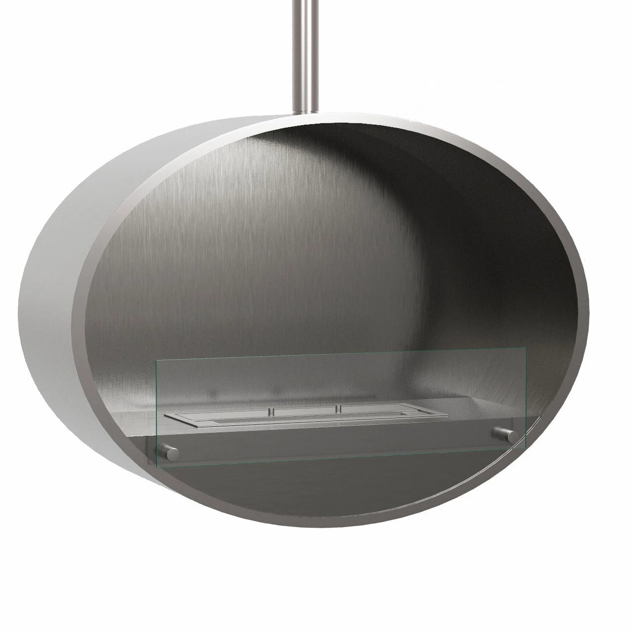 Halifax Steel Oval Ceiling hanging ethanol fireplace 80 cm