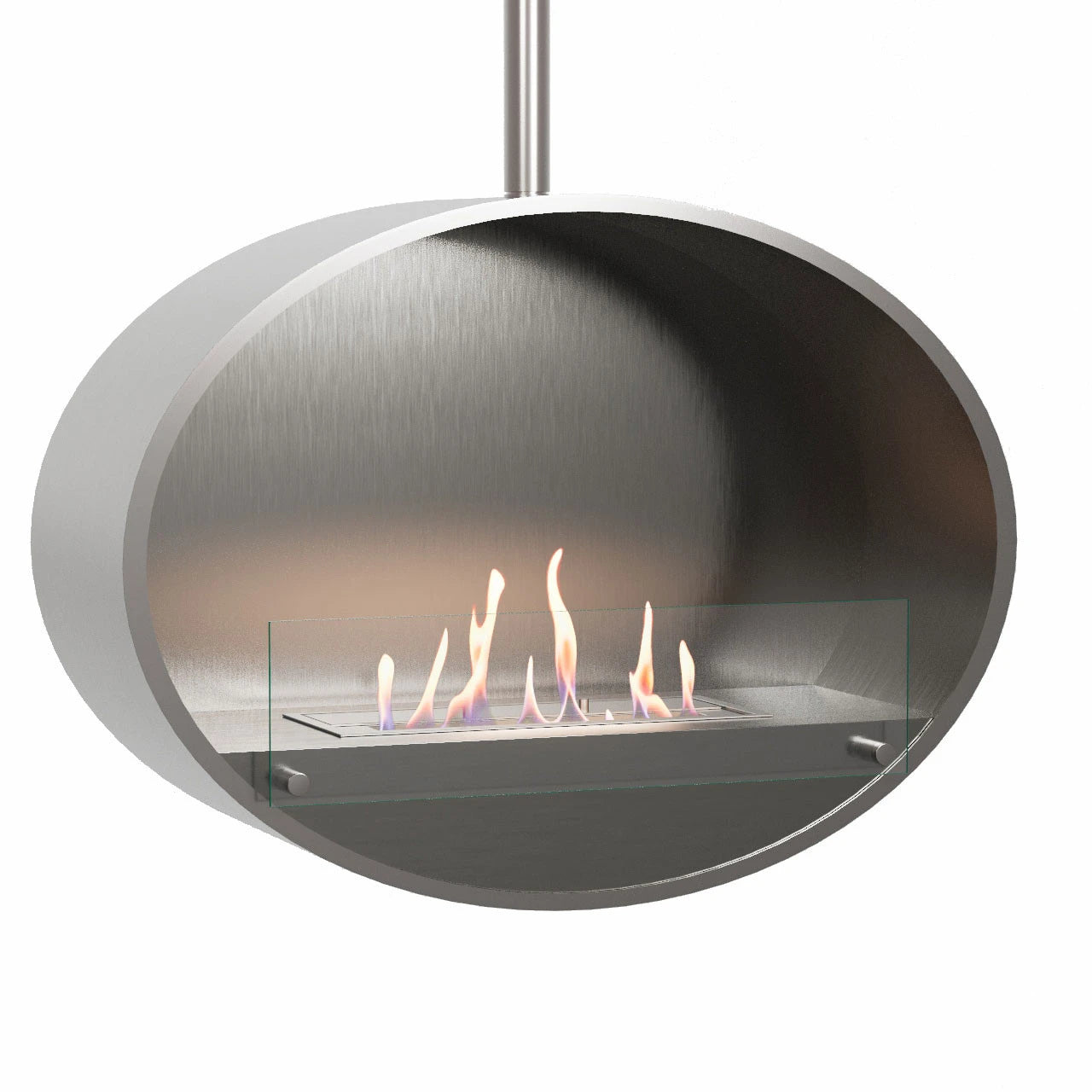 Halifax Steel Oval Ceiling hanging ethanol fireplace 80 cm