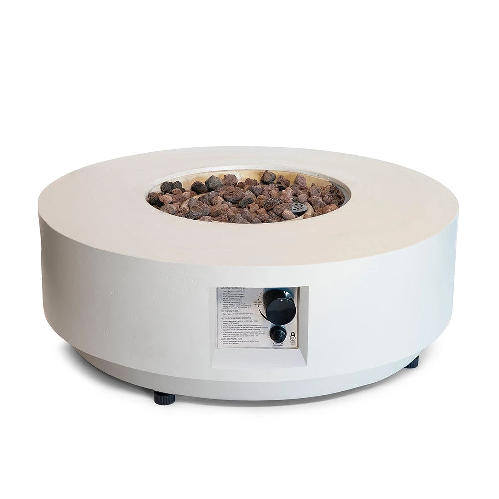 Estate Round 76 Oyster Beige - Mesa Chimenea de Gas