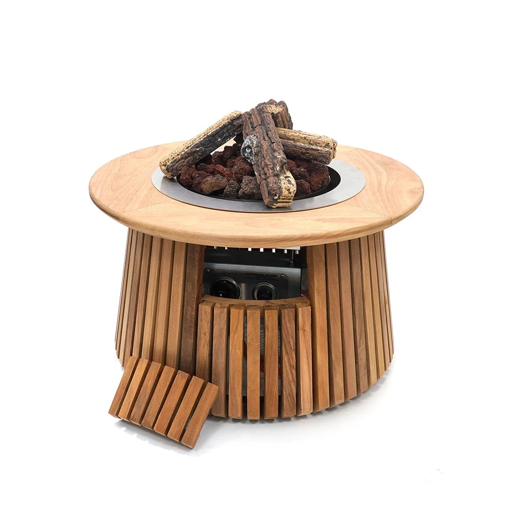 Lagune Round 60 Teca - Mesa Chimenea de Gas
