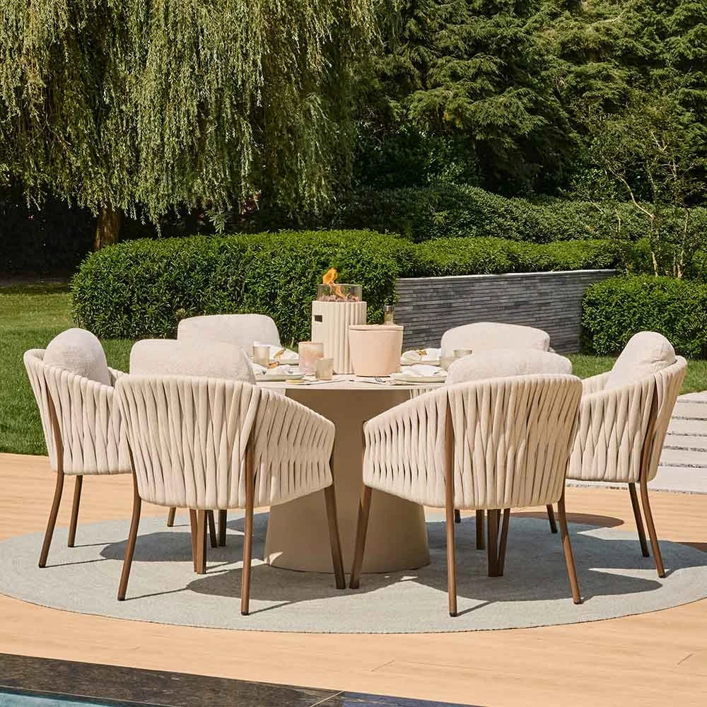 Lumi Rib oyster beige ribbed tabletop gas fireplace