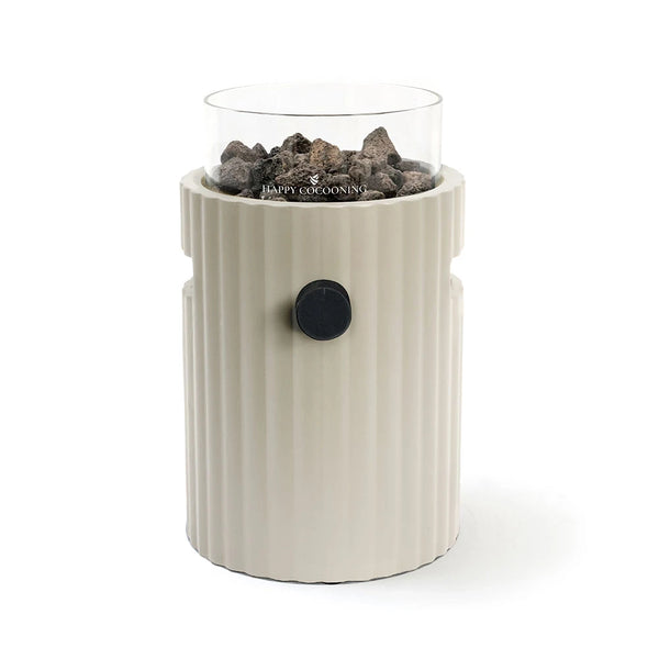 Lumi Rib oyster beige ribbed tabletop gas fireplace