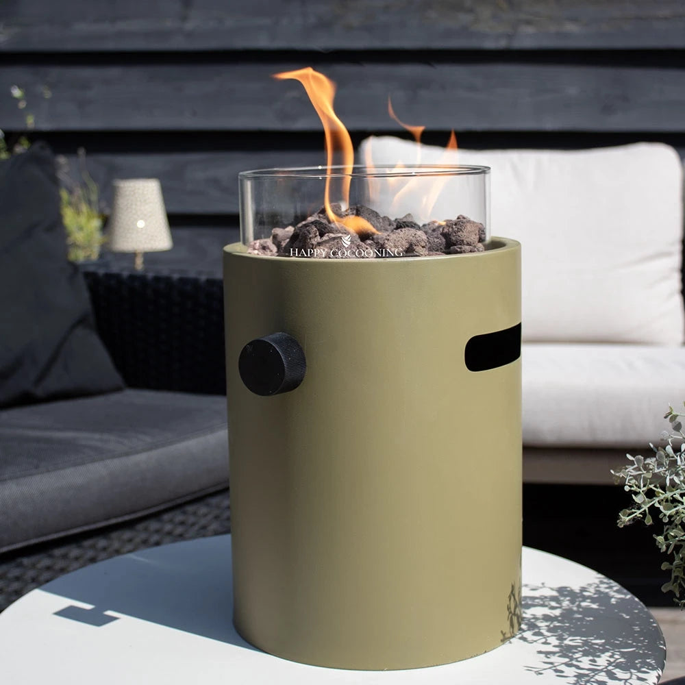 Lumi Verde Oliva - Chimenea de Gas de Sobremesa