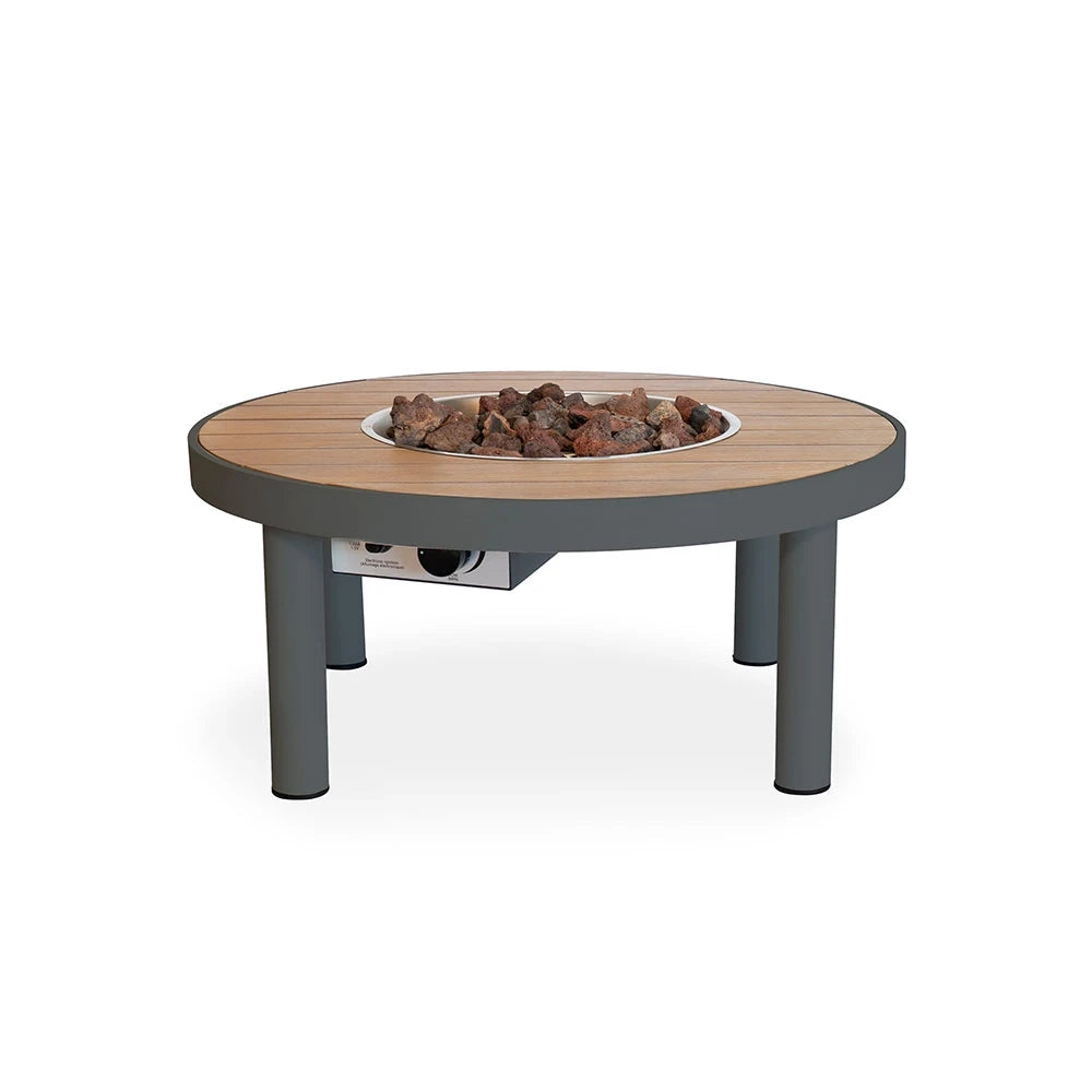 Riviera 80 smokey anthracite round gas firepit table