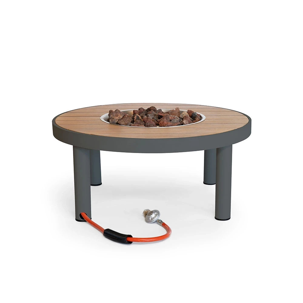 Riviera 80 smokey anthracite round gas firepit table