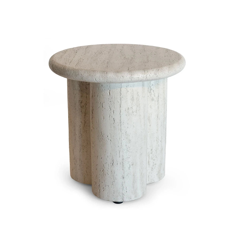 Happy Cocooning Side Table Rib travertine composite outdoor table