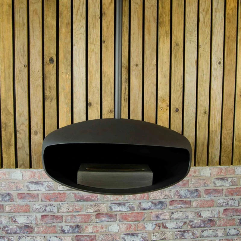 Black UFO-60 Hein & Haugaard handcrafted ceiling-mounted fireplace