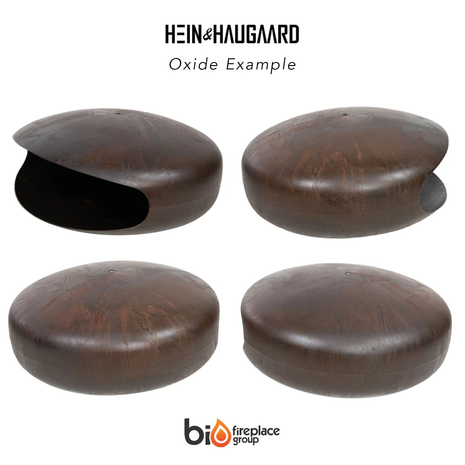 Hein & Haugaard UFO-80 ceiling-mounted bioethanol fireplace in an Oxide finish