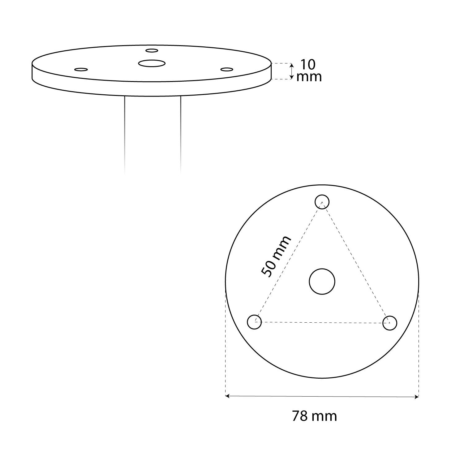 Ceiling mount dimensions