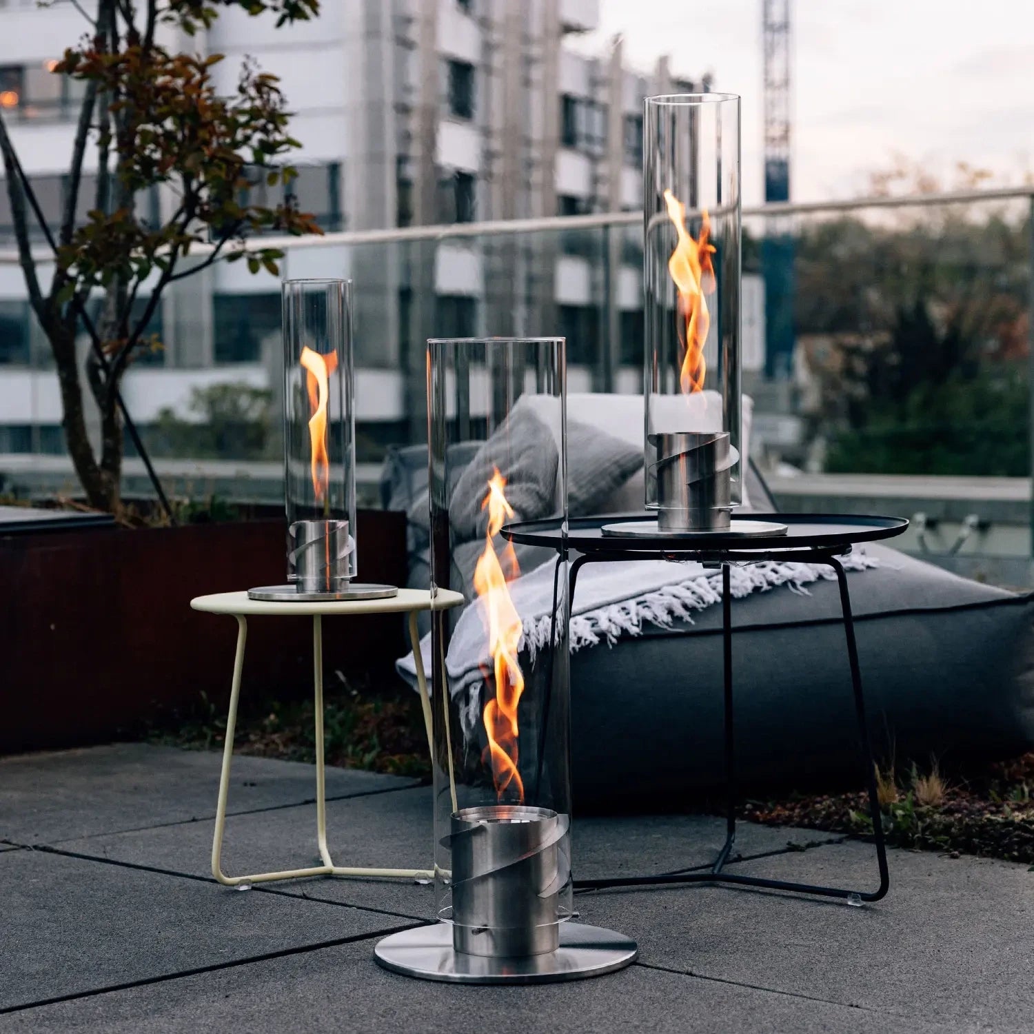 SPIN 1500 bioethanol lantern with tall flame effect