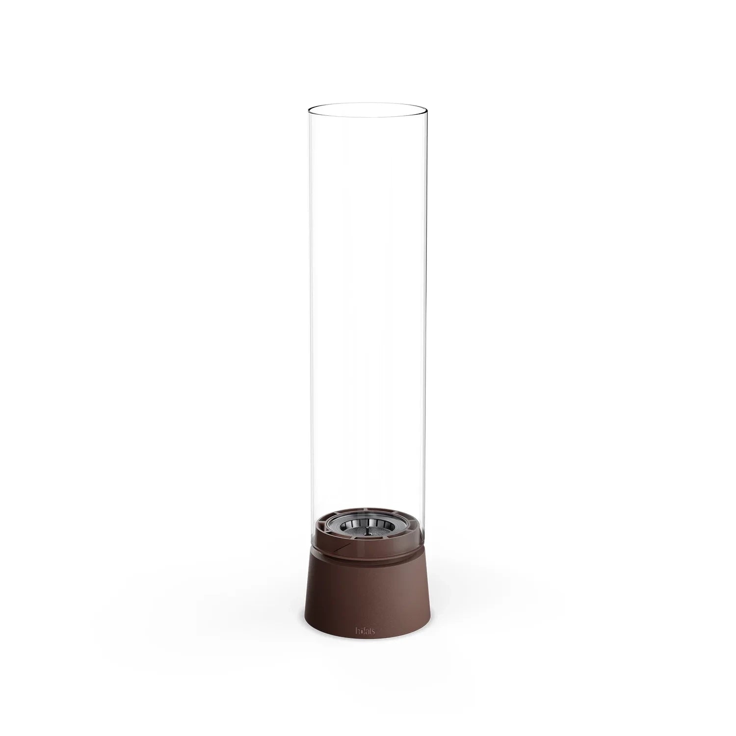 Höfats SPIN Air 900 Oxyde Red tabletop bioethanol fireplace with high cylindrical glass