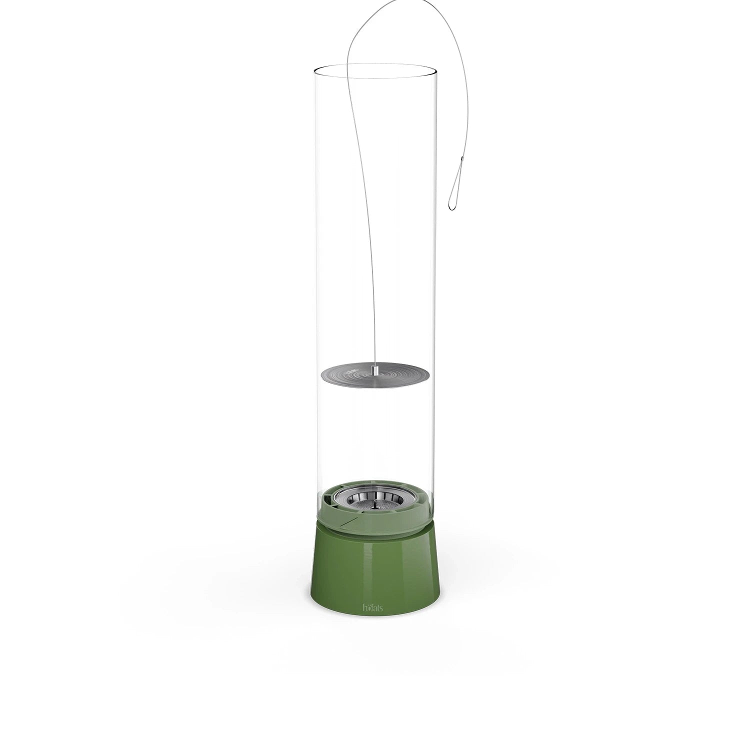 Höfats SPIN Air 1200 - Green table bio fireplace with high cylindrical glass