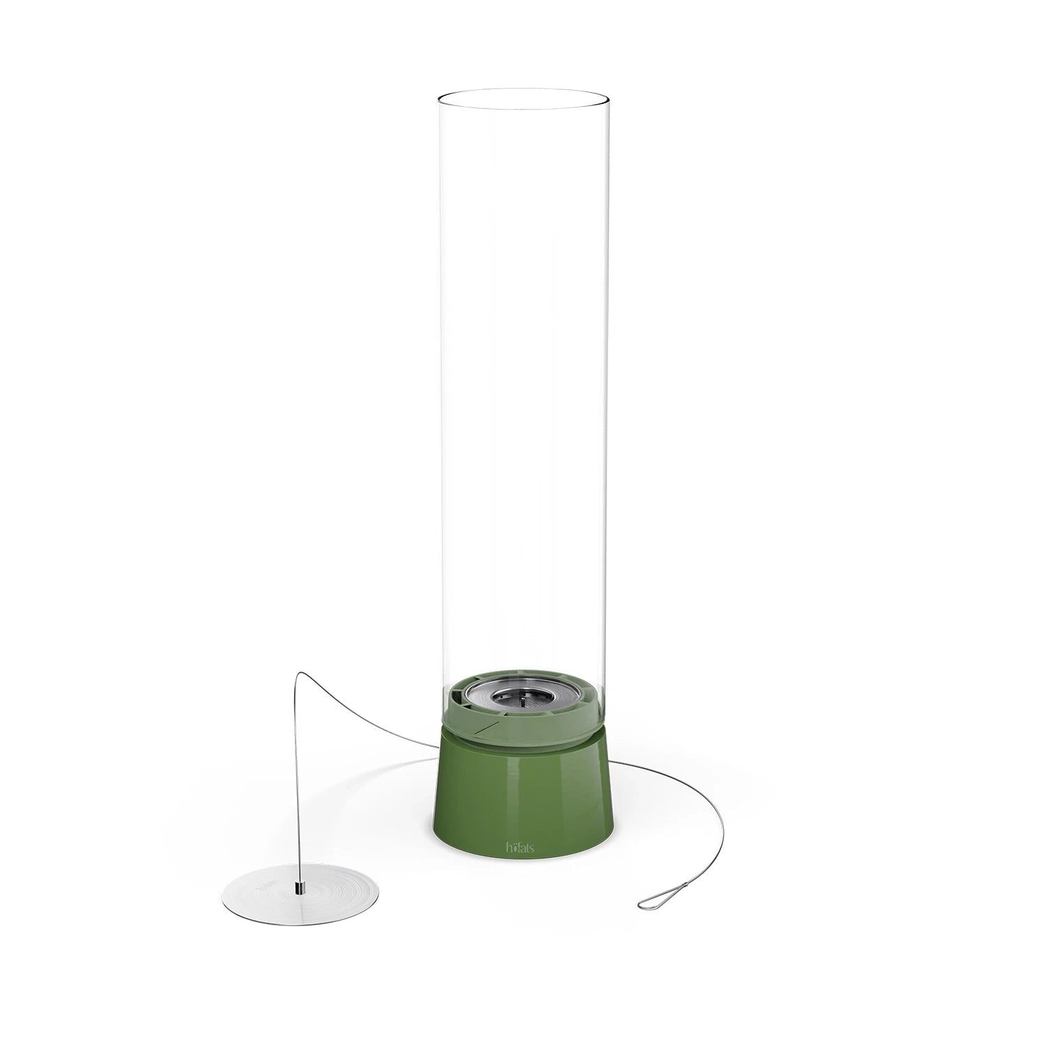 Höfats SPIN Air 1200 - Green table bio fireplace with high cylindrical glass